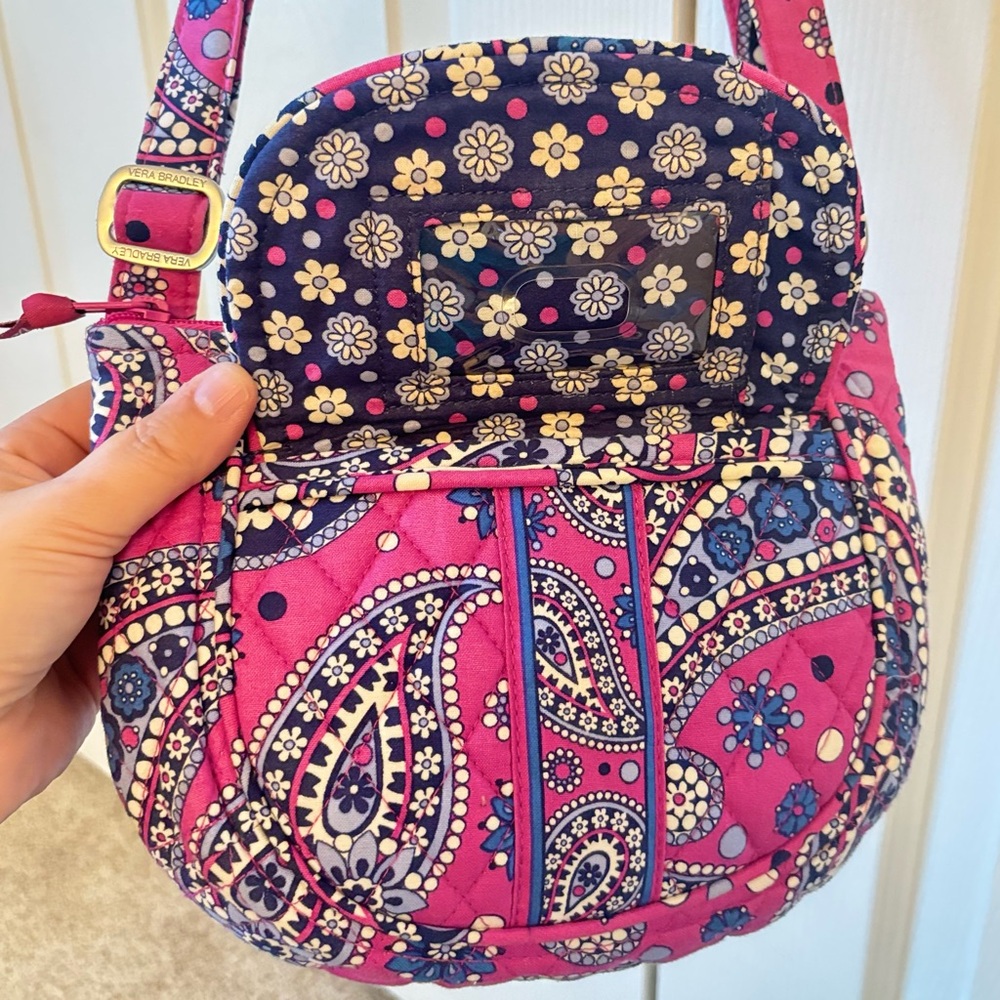 VERA BRADLEY Lizzy Boysenberry Crossbody Purse Organizer Wallet Handbag Pink - Picture 8 of 14